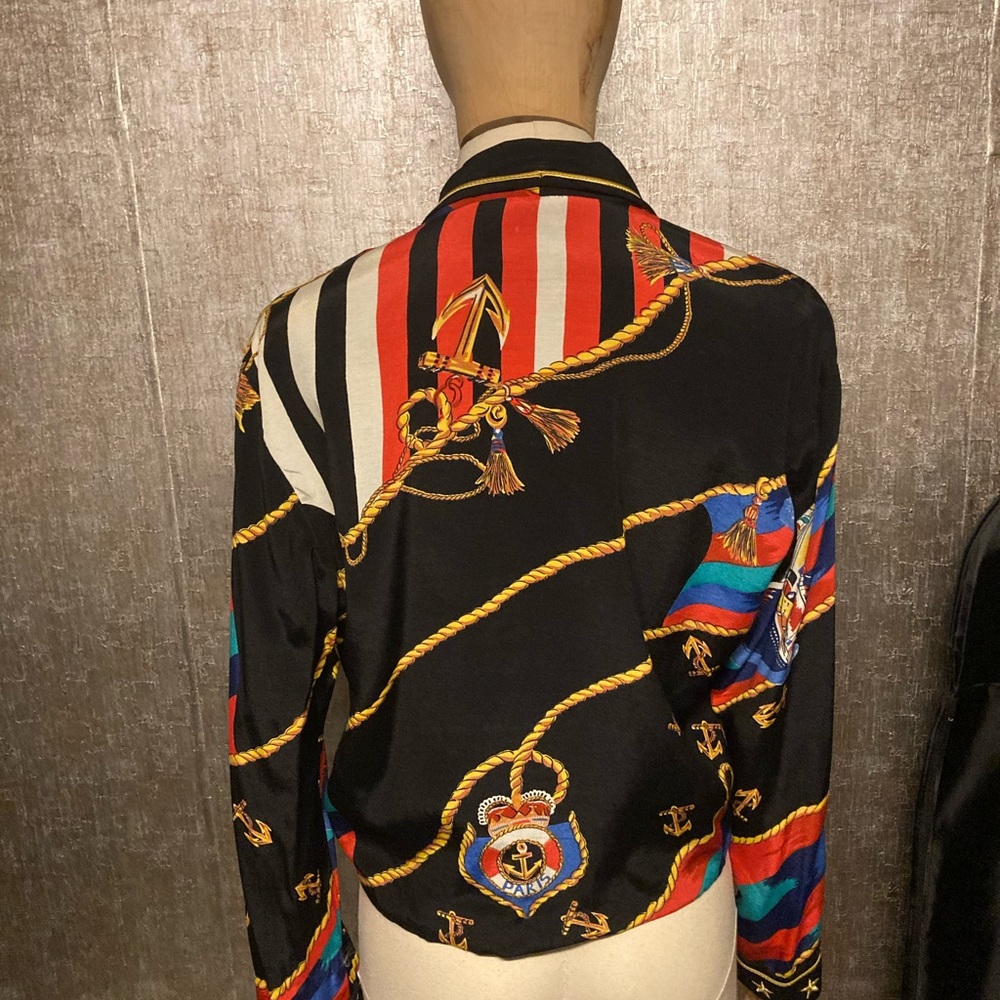 Carole Little Black Multicolor Nautical Print Blazer
